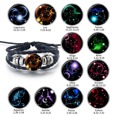 Zodiac Constellation Universe Spirit Leather Bracelet-Your Soul Place